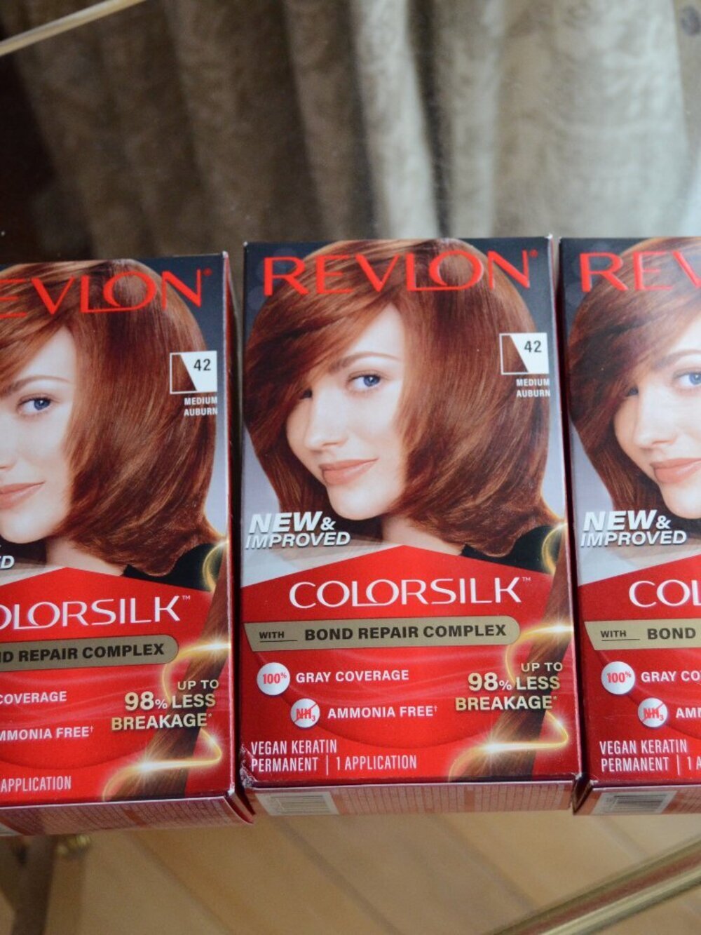 3 Revlon ColorSilk with Bond Repair Complex, Auburn Permanent Hair Color 42
